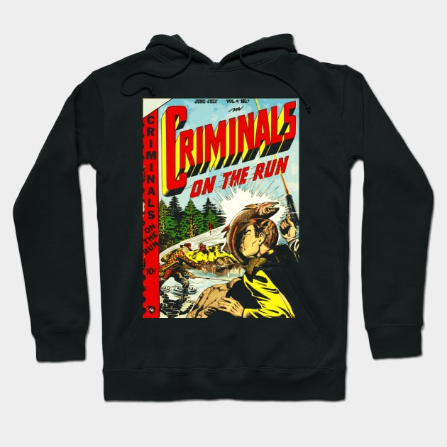 Vintage Comic Book Criminals On The Run Hoodie by RCDBerlin